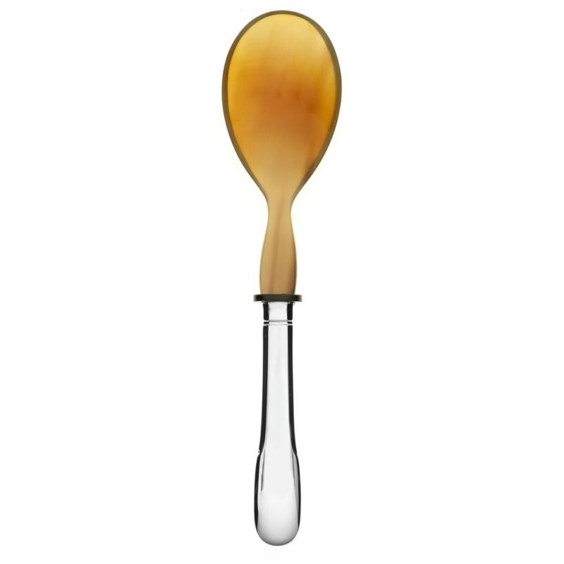 Salad Spoon with Natural Horn Spade 925 Sterling Silver